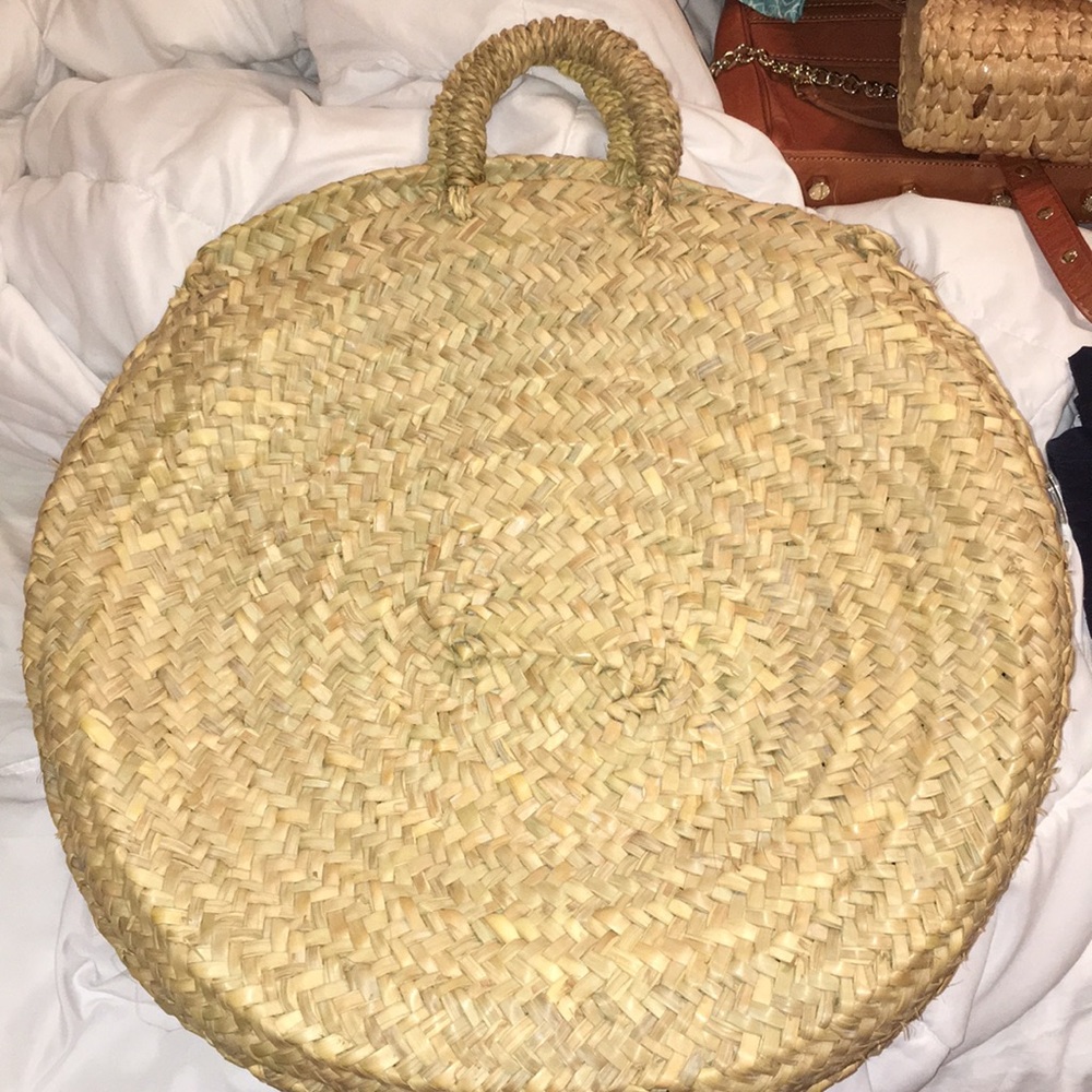 Handwoven Round Raffia Market Bag